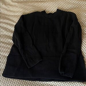 Gap Split Hem Black Sweater Crewneck 100% cotton